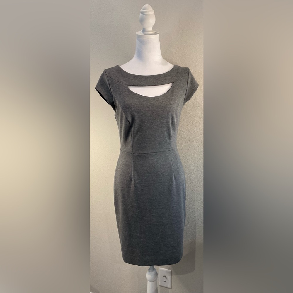 Banana Republic Gray Ponte Sheath Dress with Cutout
